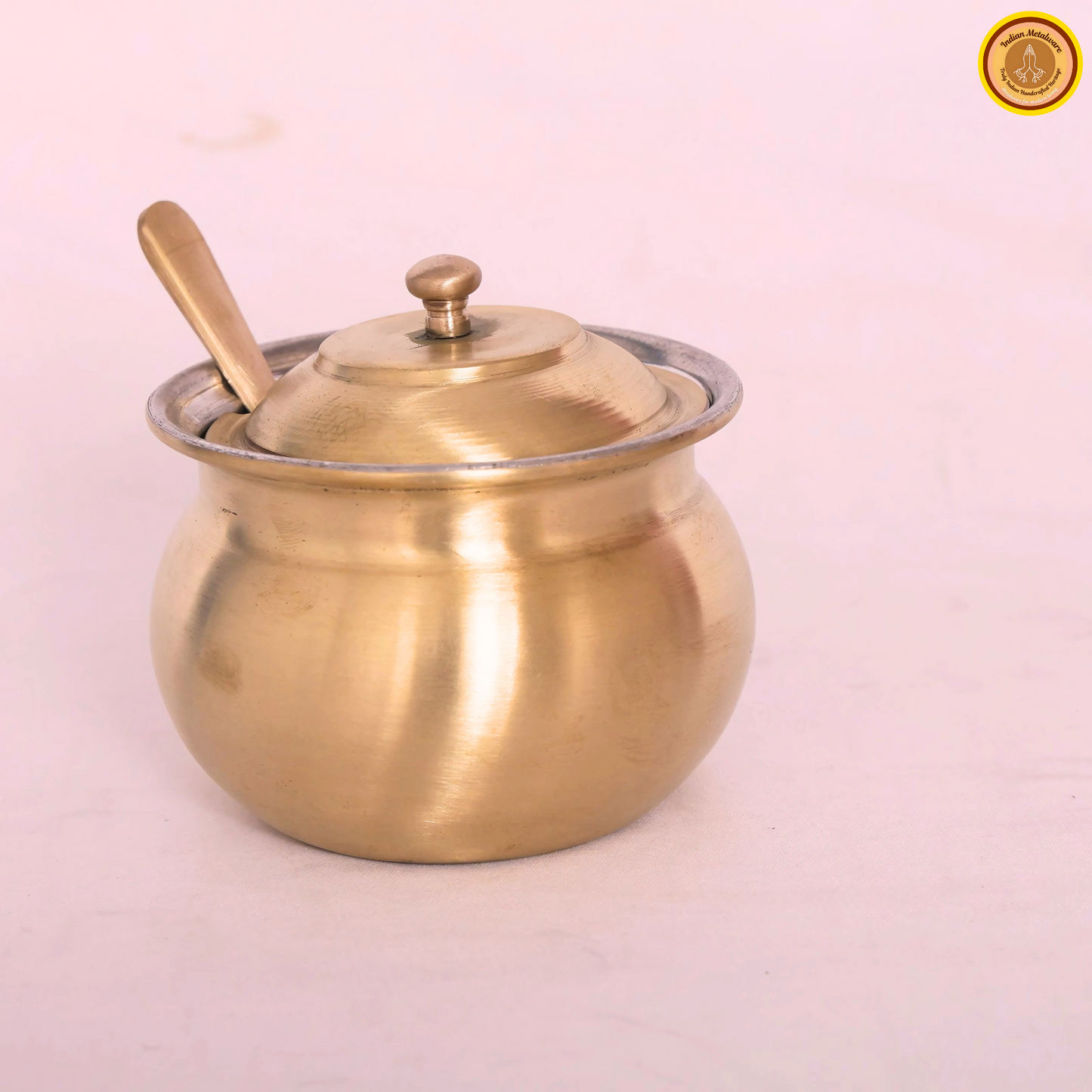 Brass ghee pot with tin coating