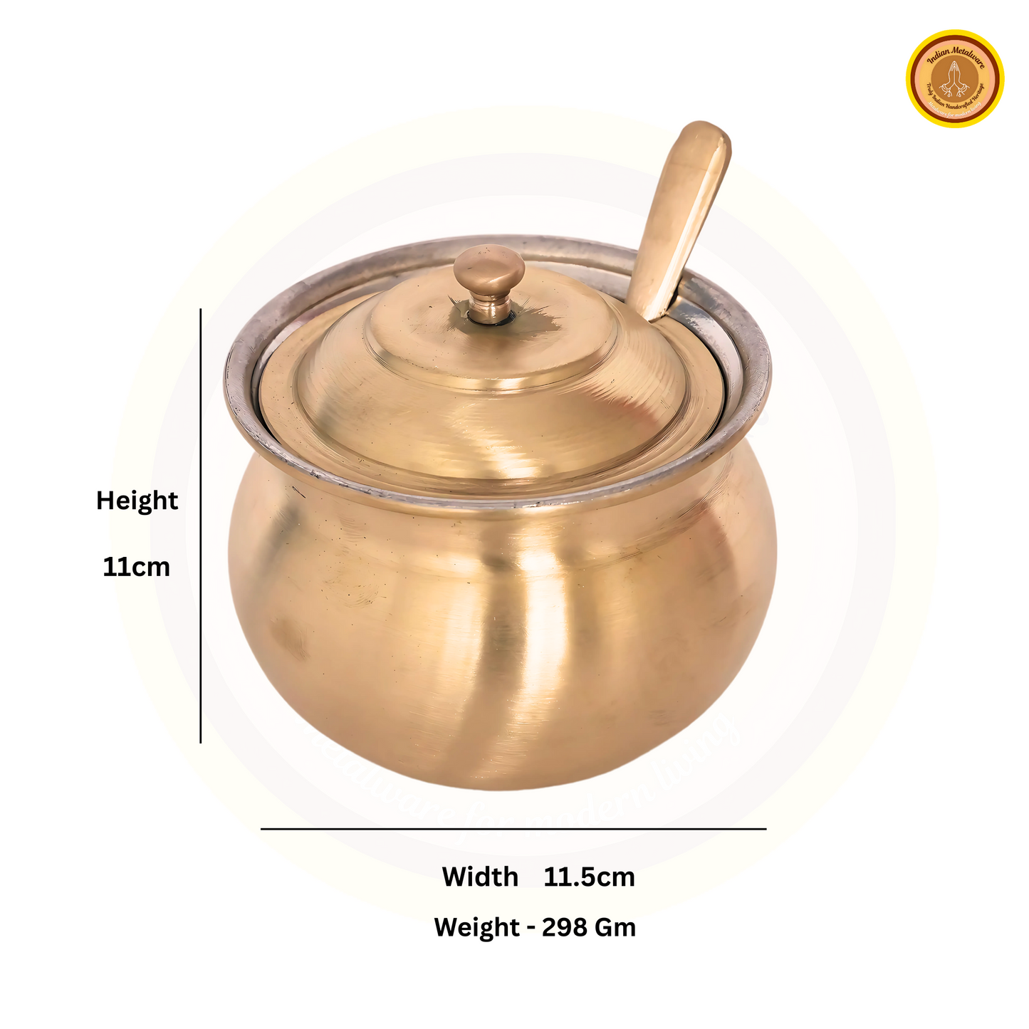 Brass ghee pot with tin coating