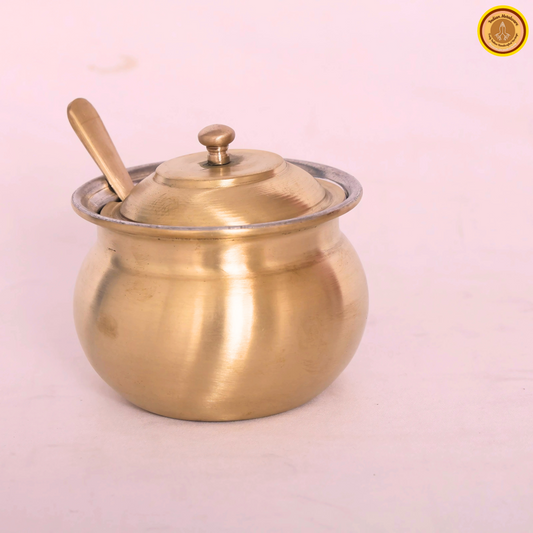 Brass ghee pot with tin coating