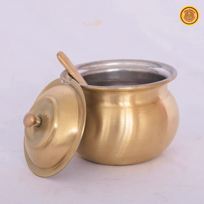 Brass ghee pot with tin coating