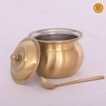 Brass ghee pot with tin coating