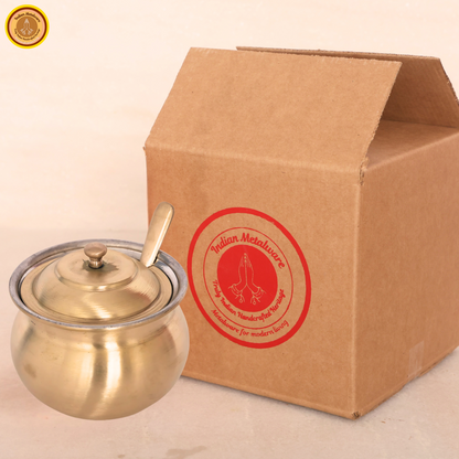 Brass ghee pot with tin coating