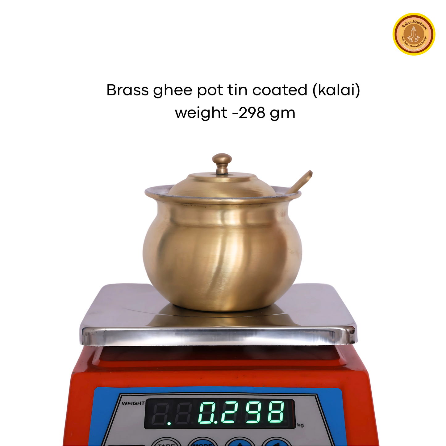 Brass ghee pot with tin coating