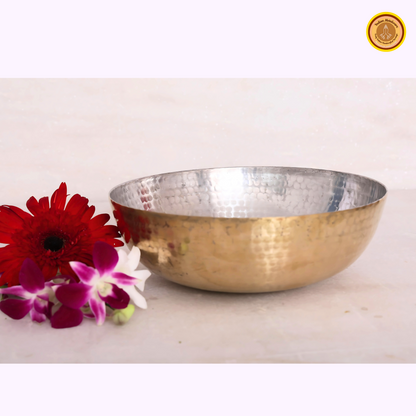 Brass kadai with handle and tin coated (kalai) big