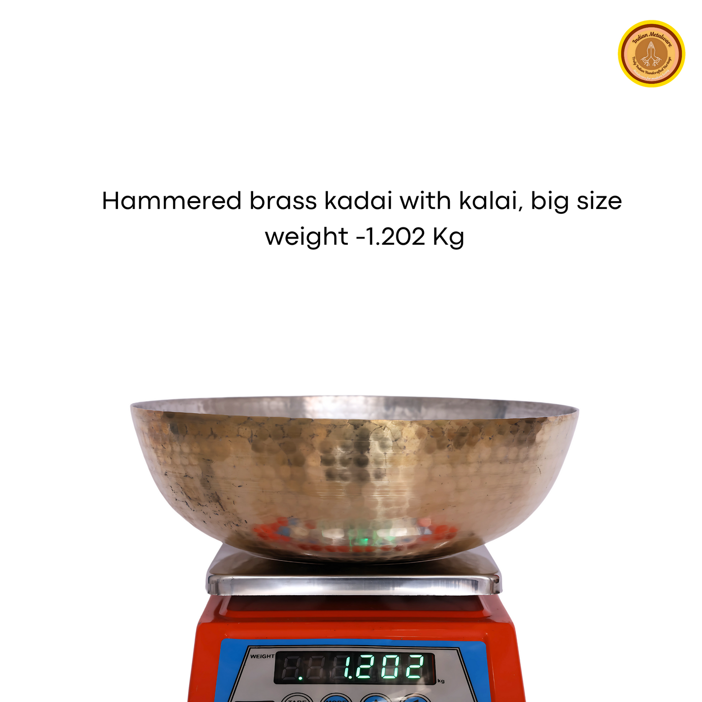 Brass kadai with handle and tin coated (kalai) big