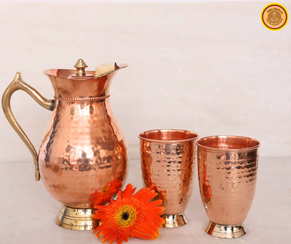 Combo of copper jug and 2 copper glasses