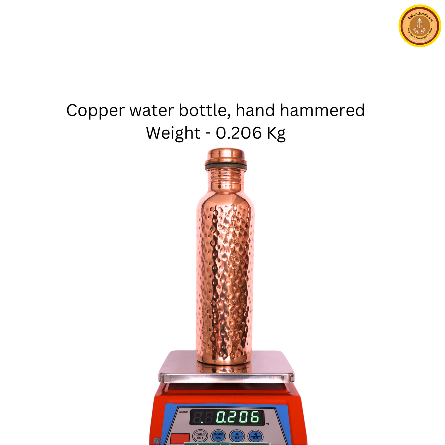 Copper, hand hammered water bottle