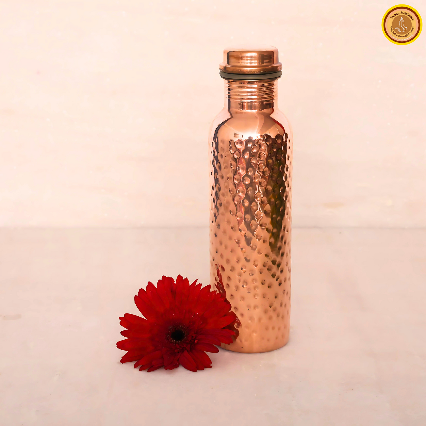 Copper, hand hammered water bottle
