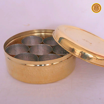 Spices box - hammered brass and tin coated masala dabba (kalai)