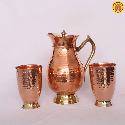 Combo of copper jug and 2 copper glasses